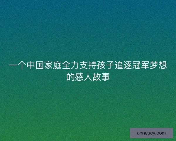 一个中国家庭全力支持孩子追逐冠军梦想的感人故事 一个中国家庭全力支持孩子追逐冠军梦想的感人故事